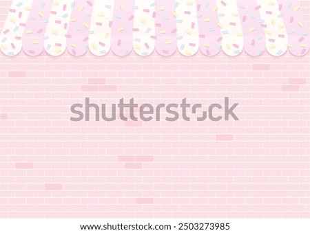 Bakery background. Bakery shop concept with pastel sugar sprinkles and pink brick wall pattern.