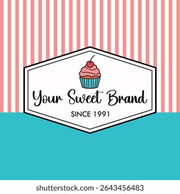 Bakery background sweet cupcake vector 