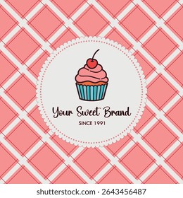 Bakery background sweet cupcake vector 