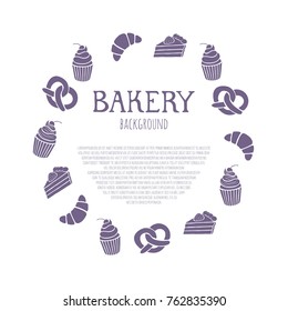 Bakery background with text area. Template can be used as information brochure or banner.