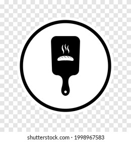 Bäckerei-Abzeichen im Kreis. Brot auf der Kochplatte schwarze Linie Symbol.Trendy flache transparente Umrisssymbol kann sein für: Illustration, Zeichen, Logo, Mobil, App, Design, Web, dev, ui, ux, gui. Vektor EPS10