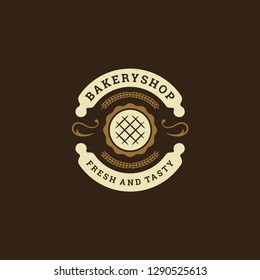 Bakery badge or label retro vector illustration. Rolling pins silhouettes for bakehouse. Typographic logo design.