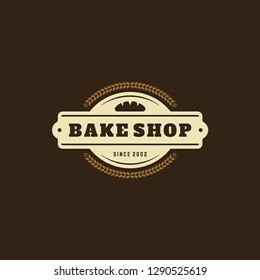 Bakery badge or label retro vector illustration. Bread or loaf silhouette for bakehouse. Typographic logo design.
