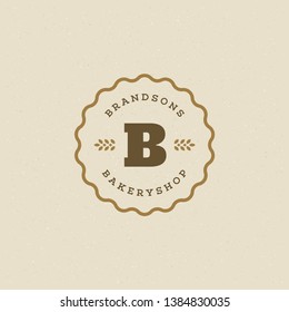 Bakery badge or label retro vector illustration. Ear wheat silhouette for bakehouse. Typographic logo design.