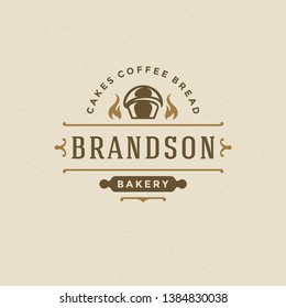 Bakery badge or label retro vector illustration. Cupcake silhouette for bakehouse. Typographic logo design.