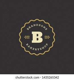 Bakery badge or label retro vector illustration. Ear wheat silhouette for bakehouse. Typographic logo design.