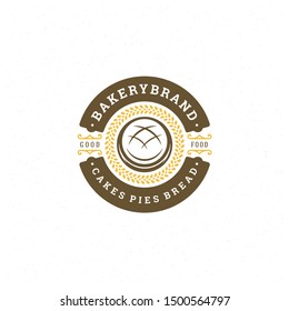 Bakery badge or label retro vector illustration bread or loaf silhouette for bakehouse. Vintage typographic logo design.