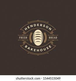 Bakery badge or label retro vector illustration bread or loaf silhouette for bakehouse. Vintage typographic logo design.