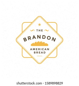 Bakery badge or label retro vector illustration. Bread or loaf silhouette for bakehouse. Vintage typographic logo design.
