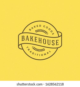 Bakery badge or label retro vector illustration. Ear wheat silhouette for bakehouse. Vintage typographic logo design.