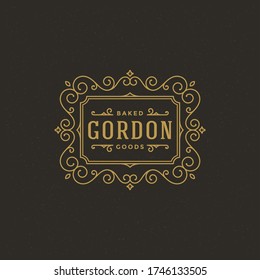 Señal de panadería o etiqueta de ilustración vectorial retro. Ornamento de línea floreciente para bakehouse. Diseño de logotipo tipográfico vintage.