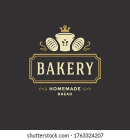 Bäckerei-Abzeichen oder Label Retro-Vektorgrafik. Brot oder Loaf-Silhouette für Backwaren. Vintage typografische Logo-Design.