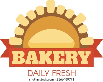 Bakery badge or label retro vector illustration. Bread or loaf silhouette for bakehouse. Vintage typographic logo design
