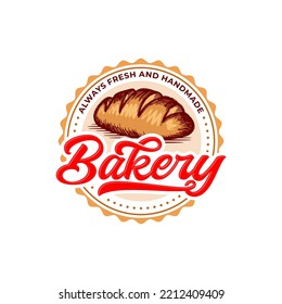 Bakery badge or label retro vector illustration. wheat silhouette for bakehouse. Vintage typographic logo design.