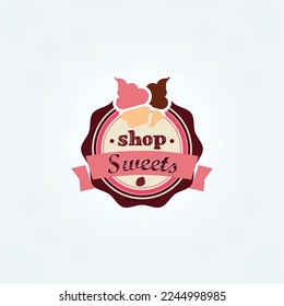 Bakery badge or label retro vector illustration.ice cream logo design. Vintage typographic logo design.
