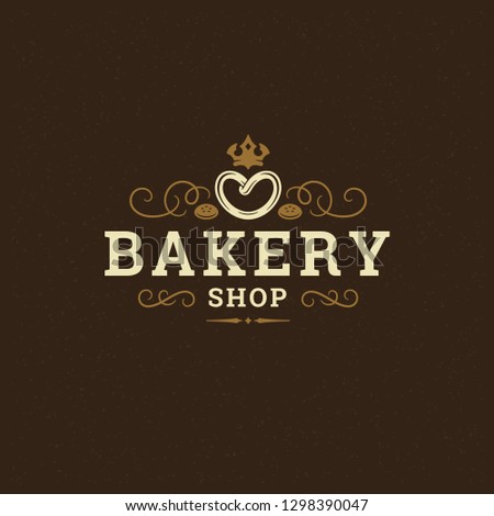 Bakery badge or label retro vector illustration. Pretzel silhouette for bakehouse. Typographic logo design.