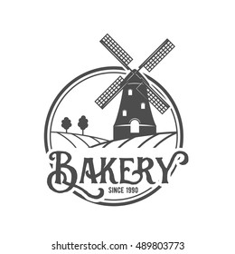Bakery badge, logo icon modern style vector. Retro logotype and design elements isolated on white background 