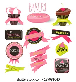 Bakery Badges And Ribbons - Vector Illustration, Graphic Design Editable For Your Design. Logo Symbol