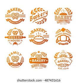 Bakery Badgesand Logo Icon Thin Modern Style Vector Collection Set