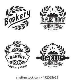 Bakery badgesand logo icon thin modern style vector collection set