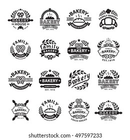 Bakery badgesand logo icon thin modern style vector collection set