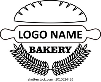 bakery bagde line art vector logo illustration
