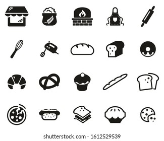 Bäckereien oder Bäckereien - Symbole Schwarz-Weiß-Set Groß