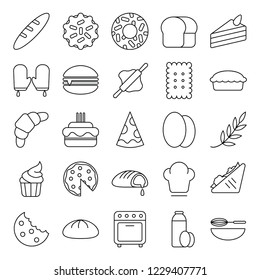 bakery baker icons set collection with outline art style
