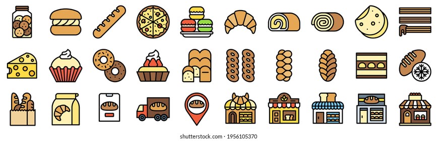 Juego de iconos de panadería y horneado 5, estilo relleno