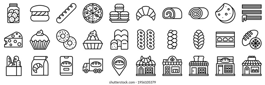 Bakery and baking related icon set 5, line style