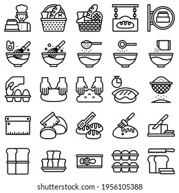 Bakery and baking related icon set 2, line style