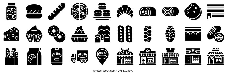 Bakery and baking related icon set 5, solid style