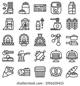 Bakery and baking related icon set 3, line style