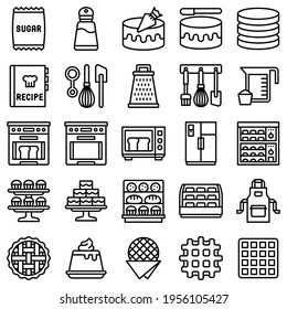 Bakery and baking related icon set 4, line style