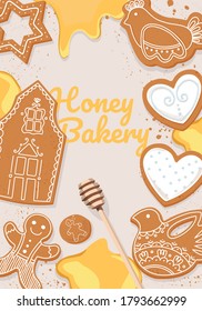 Bakery Banner with Ginger Cookies and Honey