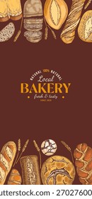 Bakery banner with hand drawn bread types