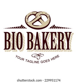 Bakery. Bio Bakery. Pretzel. Signboard for bakery.