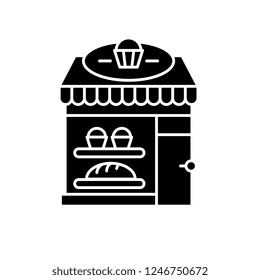 Bakery black icon, vector sign on isolated background. Bakery concept symbol, illustration 