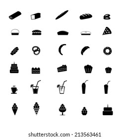 Bakery black&white icon set