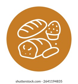 Bakery bounty in a circular frame. Icon symbol illustration