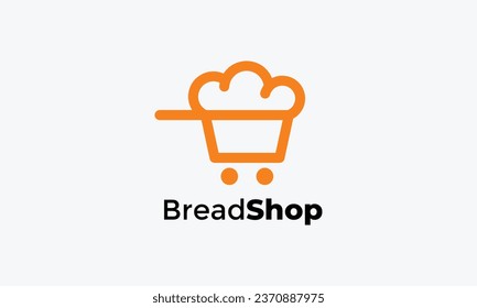 Bakery bread basket or trolley outline shop logo for business food market