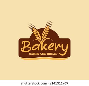 Bakery bread and cakes design logo, bakery lettering icon vector