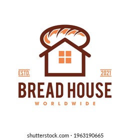 Bakery bread house logo template, Bread shop logo template