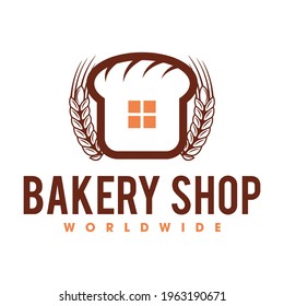 Bakery bread house logo template, Bread shop logo template