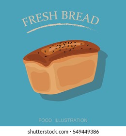 Bakery and bread icon flat style isolated on blue background. Flour products vector illustrator