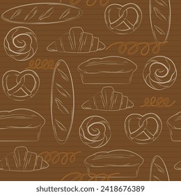 bakery bread line drawing illustration