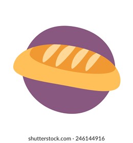 bakery bread logo, cartoon flat style, isolated color vector art illustration icon.