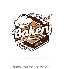 Bakery bread logo design vector with hexagonal badge, best for bread shop, food store logo emblem template