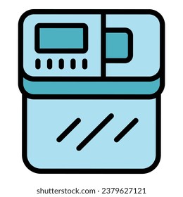 Bakery bread machine icon outline vector. Food processor. Button control color flat