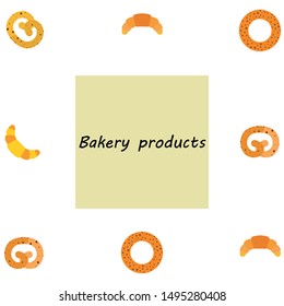 Bakery bread and pastries, bagel and croissant. Vector illustration